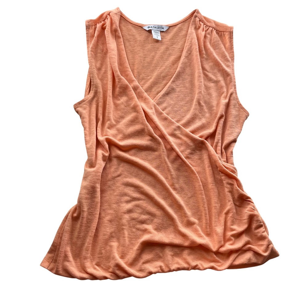 Athleta‎ Breezy Wrap Tank Light Tangerine/peach Sleeveless V Neck Top Women Sz S - Picture 2 of 8